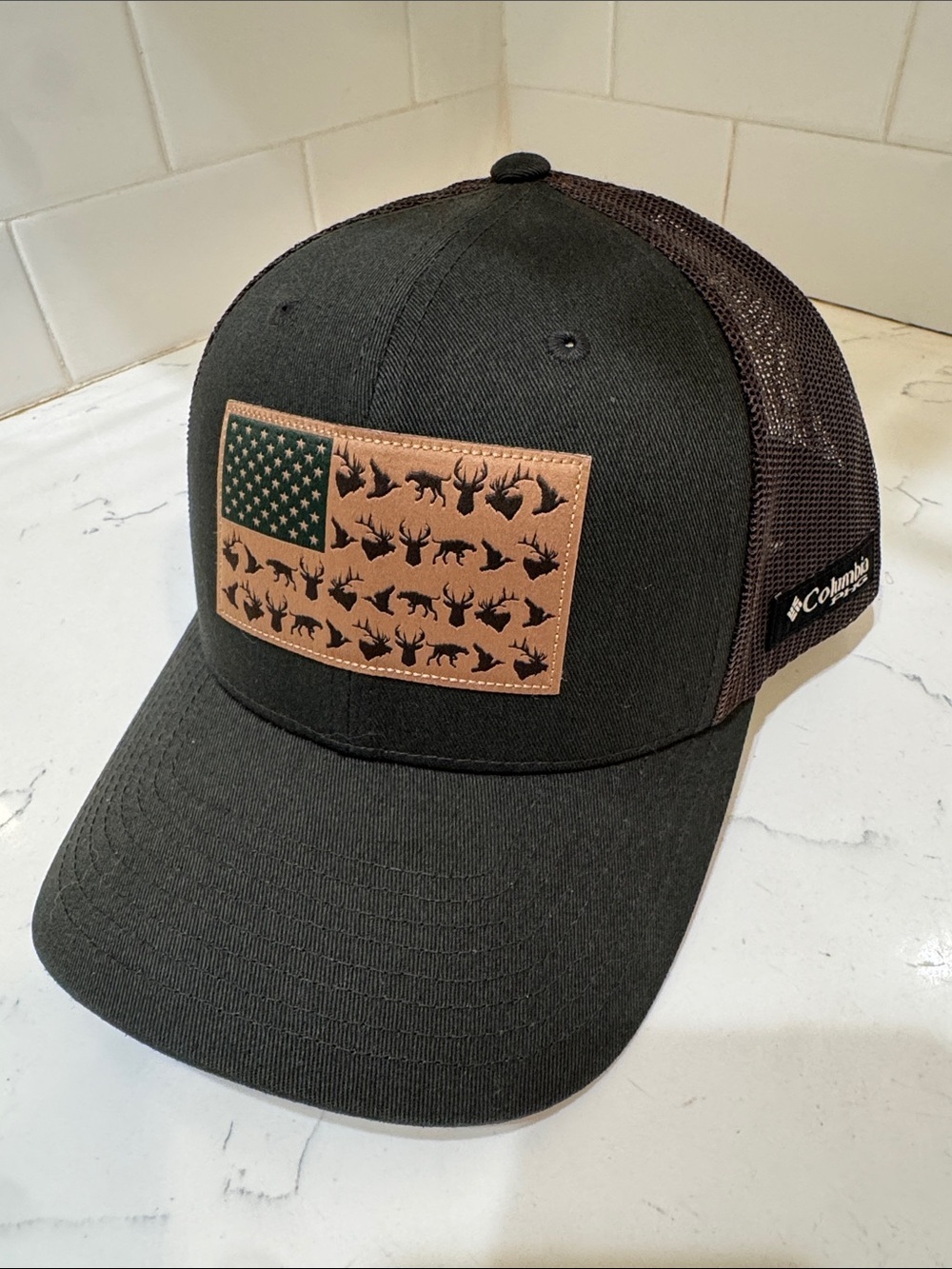 Columbia Men's Black and Brown Flag Patch Trucker Hat